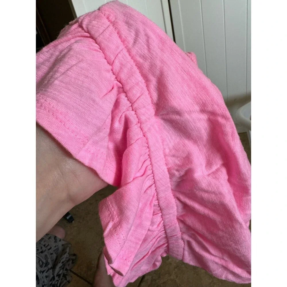Old Navy Girls Tank Top Sz 12-18 Mo Pink Peplum Ruffle‎ Slub Knit NEW